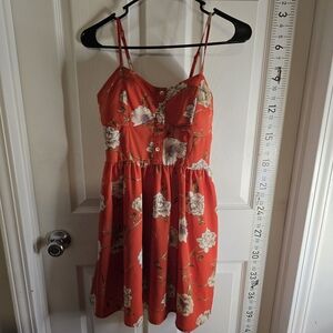 bailey blue Red Floral Button-Front Sundress with Spaghetti Straps